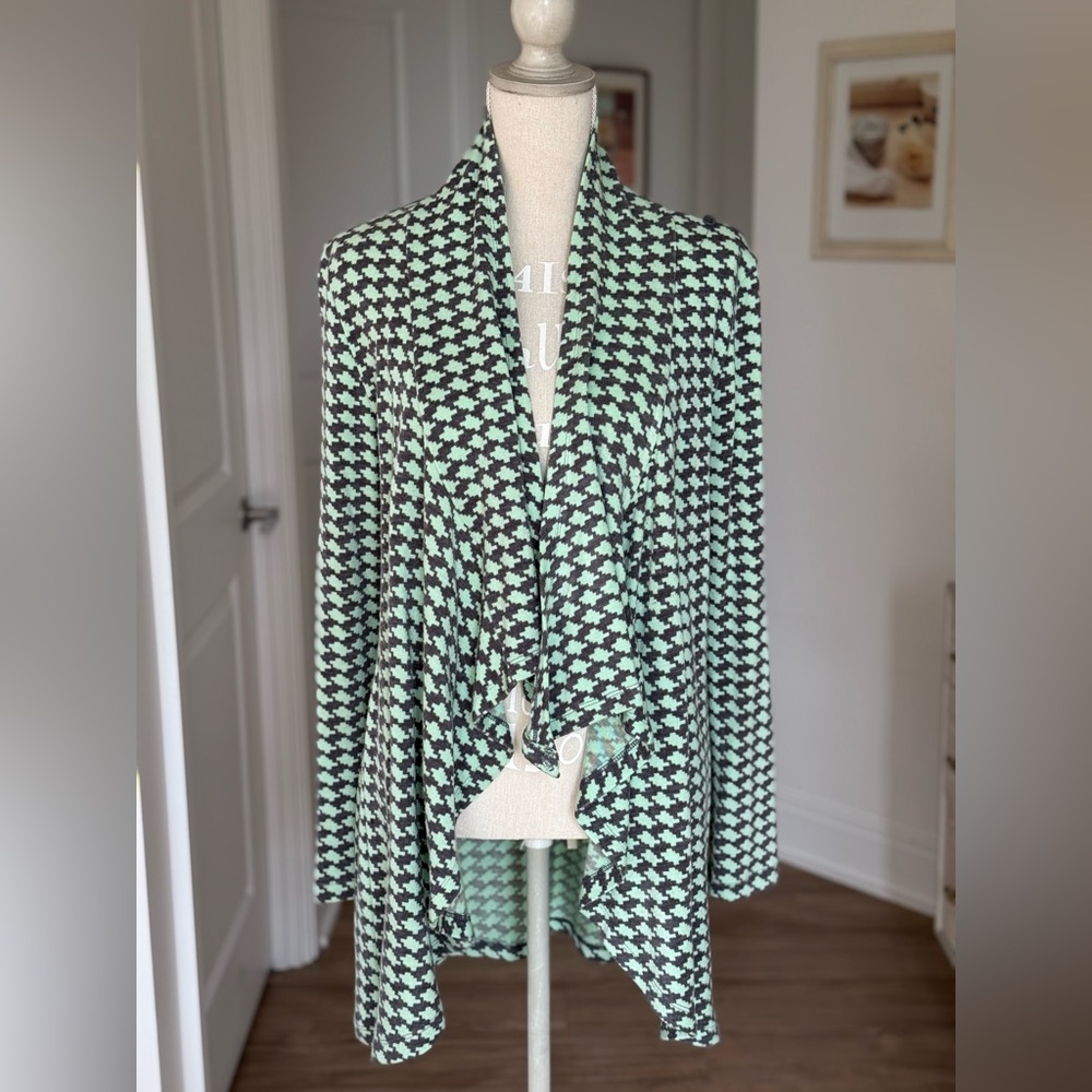 The Limited Black and Mint Houndstooth Blazer